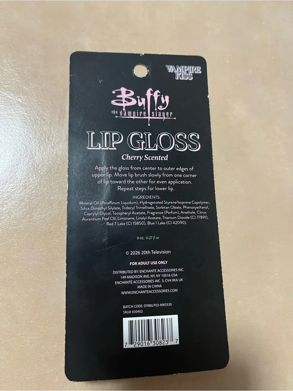 NWT Buffy The Vampire Slayer Lip Gloss & Heart Lip Balm Keychain Duo Set